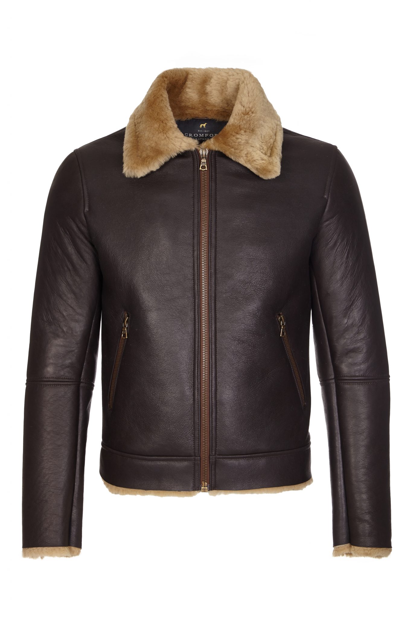 Cromford Leather's ultimate leather bomber with shearling lining