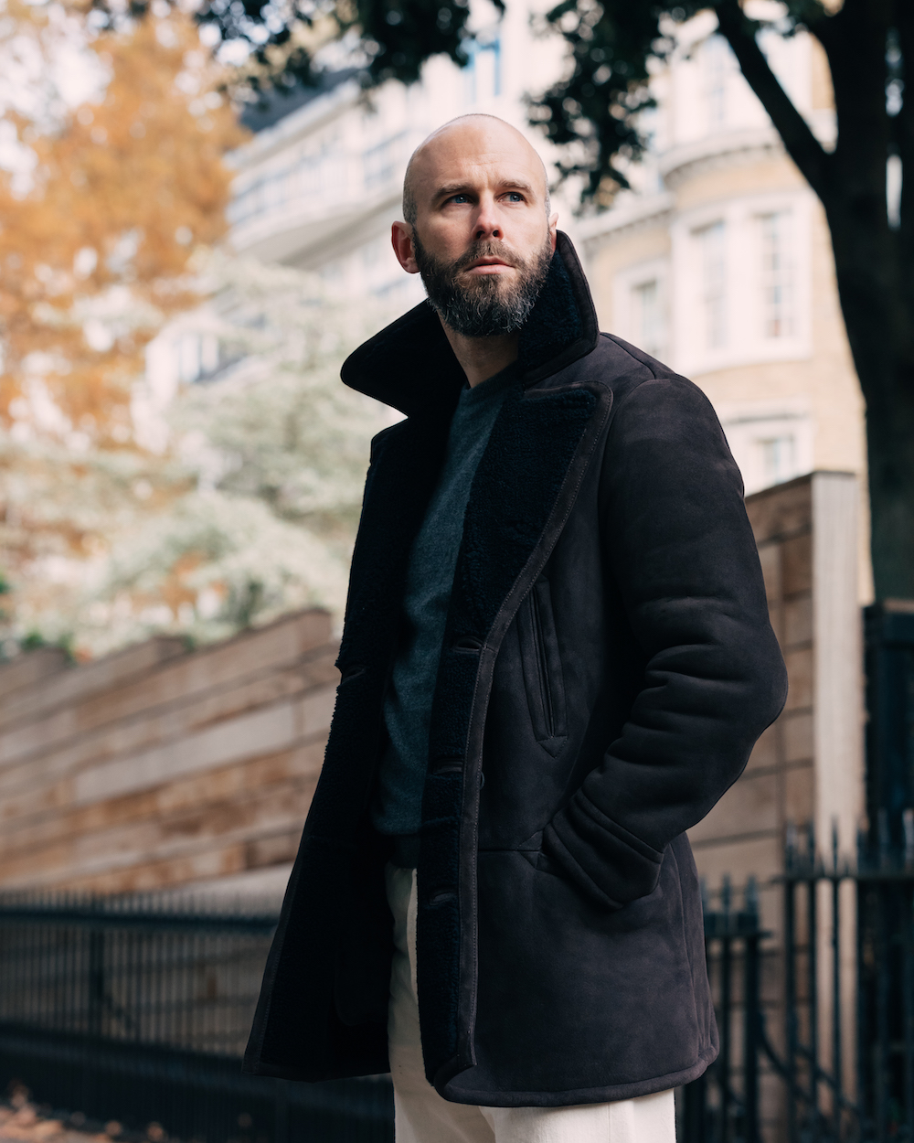 Cromford Leather and Permanent Style's collaboration luxury shearling coat